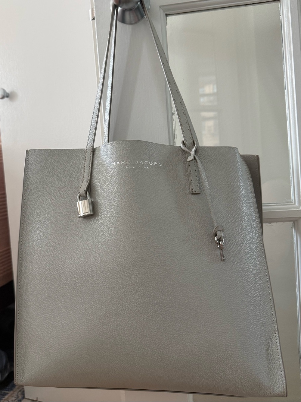 Marc Jacobs Pebbled Leather Tote in Light Grey